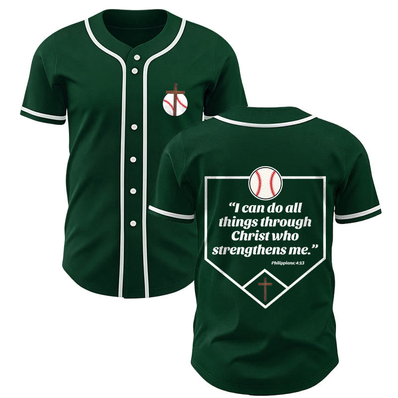 Christianartworkshop Philipper 4,13 Glaube Baseball-Trikot: Baseball-Kreuz-Motto Stärke Hingabe Sportshirt - Grün - 5XL - image 36