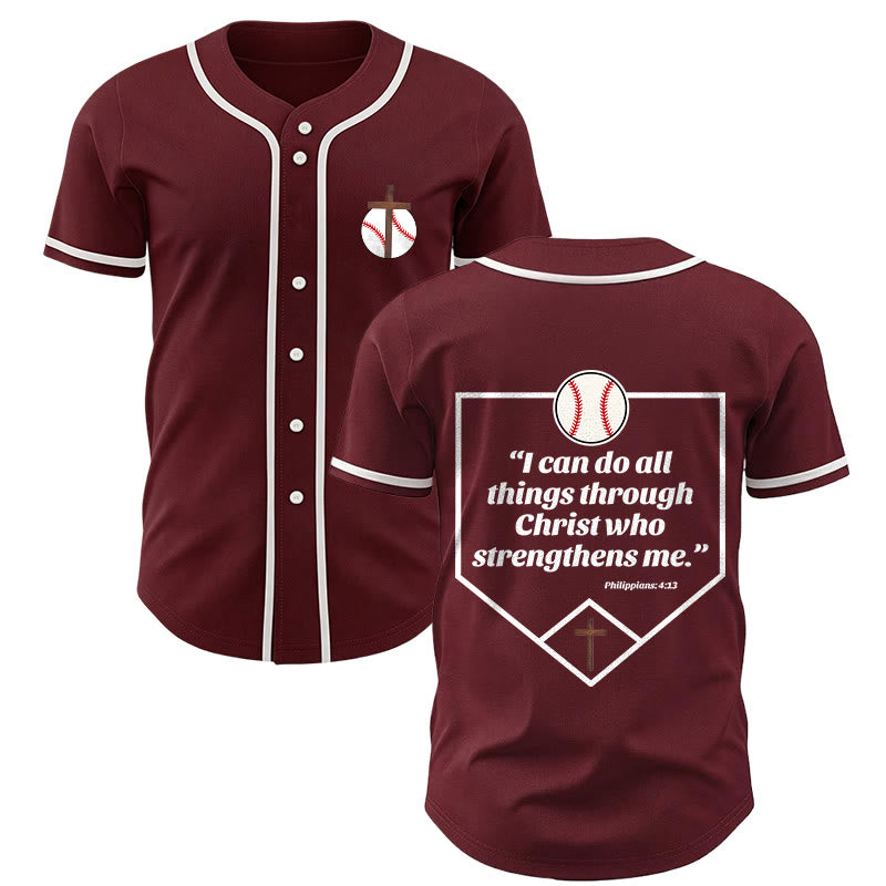 Christianartworkshop Philipper 4,13 Glaube Baseball-Trikot: Baseball-Kreuz-Motto Stärke Hingabe Sportshirt - Wein - 5XL - image 26
