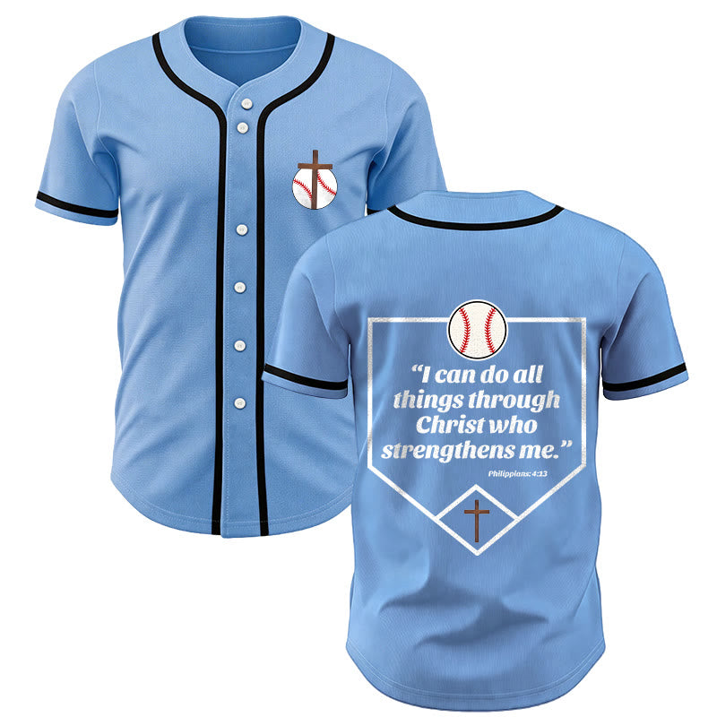 Christianartworkshop Philipper 4,13 Glaube Baseball-Trikot: Baseball-Kreuz-Motto Stärke Hingabe Sportshirt - Blau - 5XL - image 31