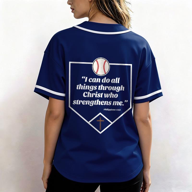 Christianartworkshop Philipper 4,13 Glaube Baseball-Trikot: Baseball-Kreuz-Motto Stärke Hingabe Sportshirt - image 4