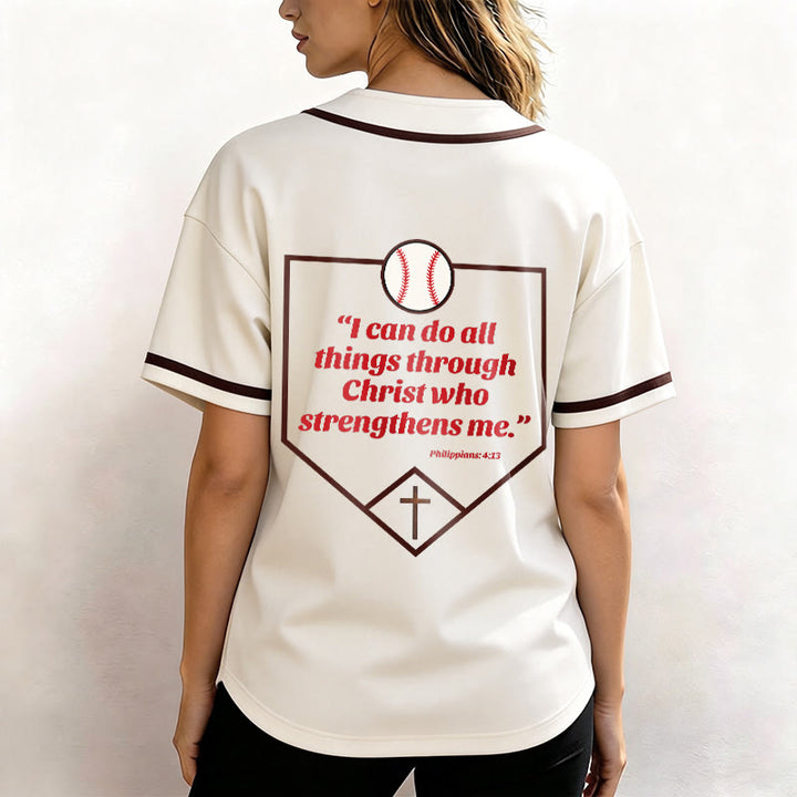 Christianartworkshop Philipper 4,13 Glaube Baseball-Trikot: Baseball-Kreuz-Motto Stärke Hingabe Sportshirt - image 9