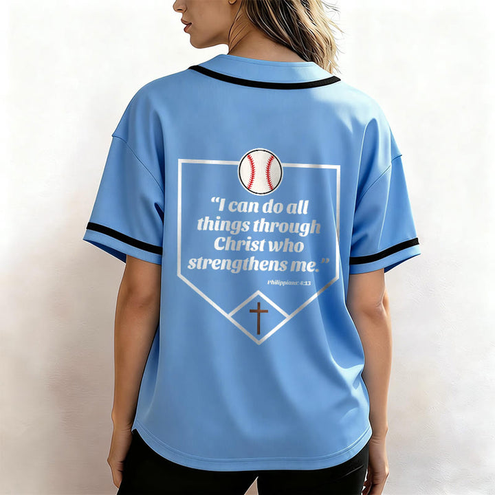 Christianartworkshop Philipper 4,13 Glaube Baseball-Trikot: Baseball-Kreuz-Motto Stärke Hingabe Sportshirt - image 34