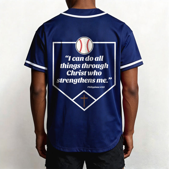 Christianartworkshop Philipper 4,13 Glaube Baseball-Trikot: Baseball-Kreuz-Motto Stärke Hingabe Sportshirt - image 1