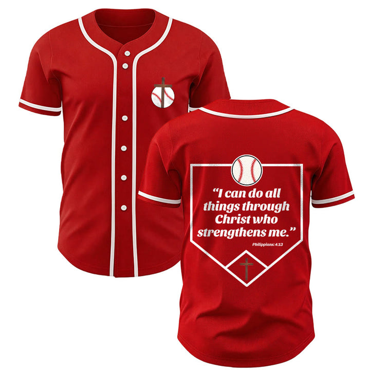 Christianartworkshop Philipper 4,13 Glaube Baseball-Trikot: Baseball-Kreuz-Motto Stärke Hingabe Sportshirt - Rot - 5XL - image 21