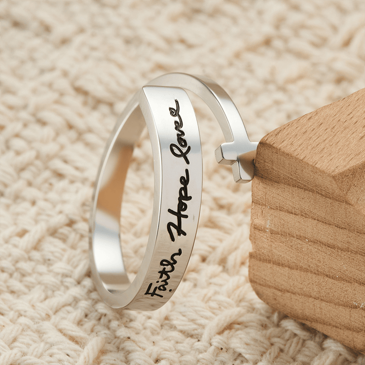 Christianartworkshop Glaube Hoffnung Liebe Kreuz Offener Ring: Göttliche Gnade & Zeitloses Symbol - image 2