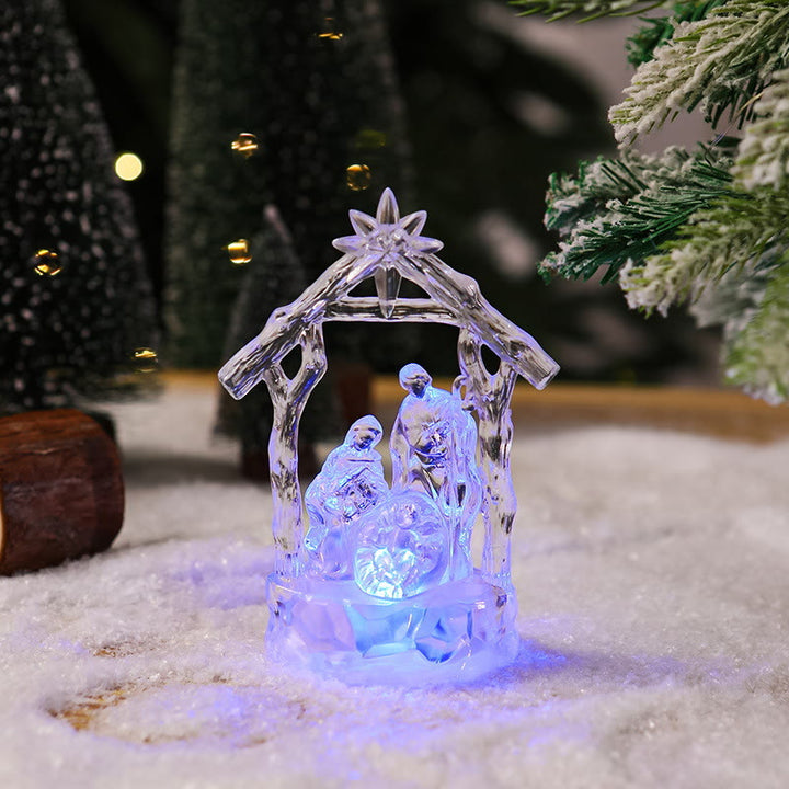 Christianartworkshop Transparente, beleuchtete Krippenfigur der Heiligen Familie: Leuchtendes Symbol des göttlichen Lichts und der heiligen Geburt - Violettes Licht - image 4
