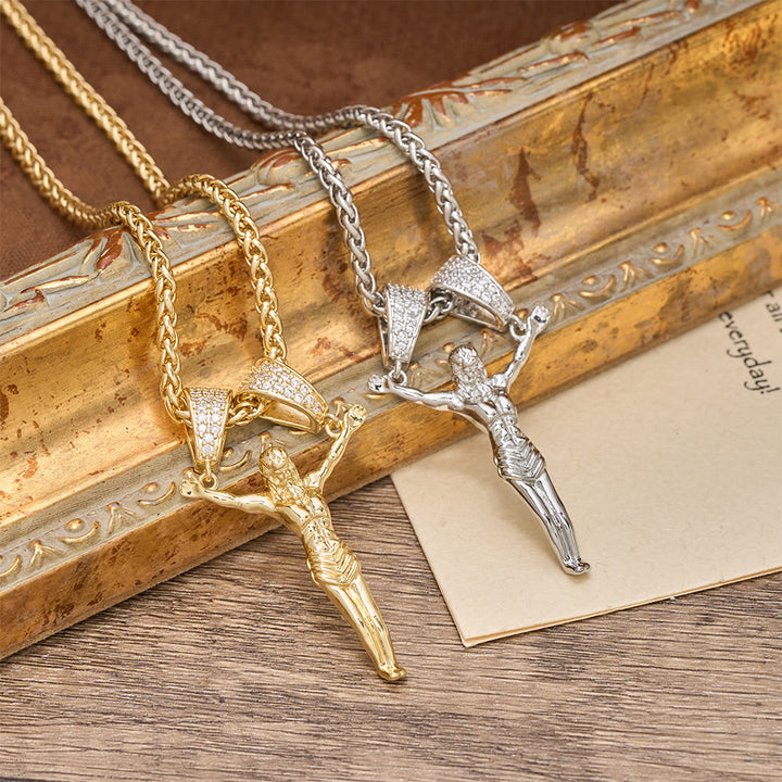 Christianartworkshop Halskette mit beweglichem Kreuz, verziert mit Zirkonia: Ausdrucksstarkes Statement für einen heiligen Glauben – tragbare Kunst - image 1