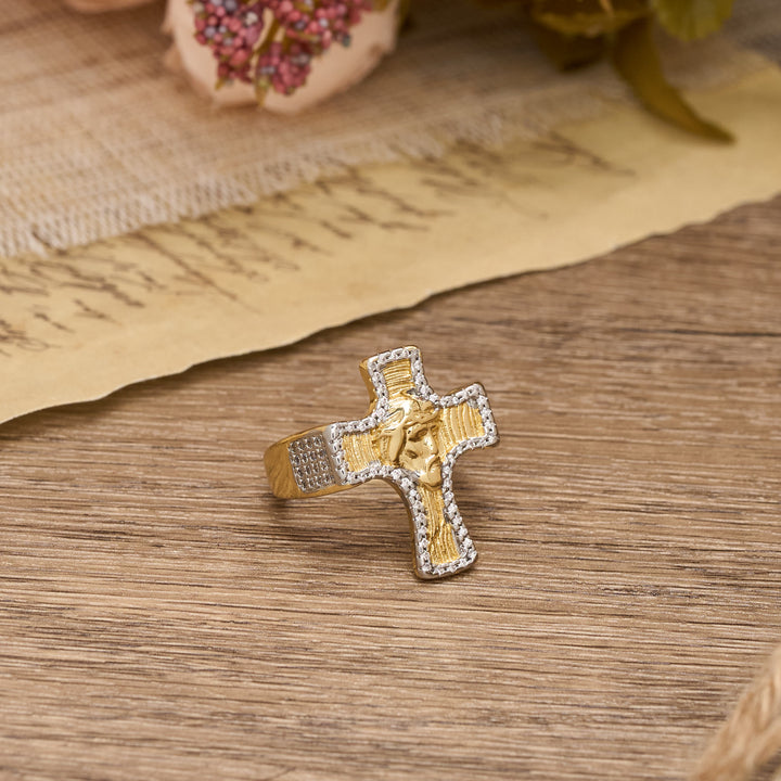 Christianartworkshop Jesusgesicht-Kreuz, offener Ring: Ein kraftvolles Symbol der erlösenden Gnade - image 2