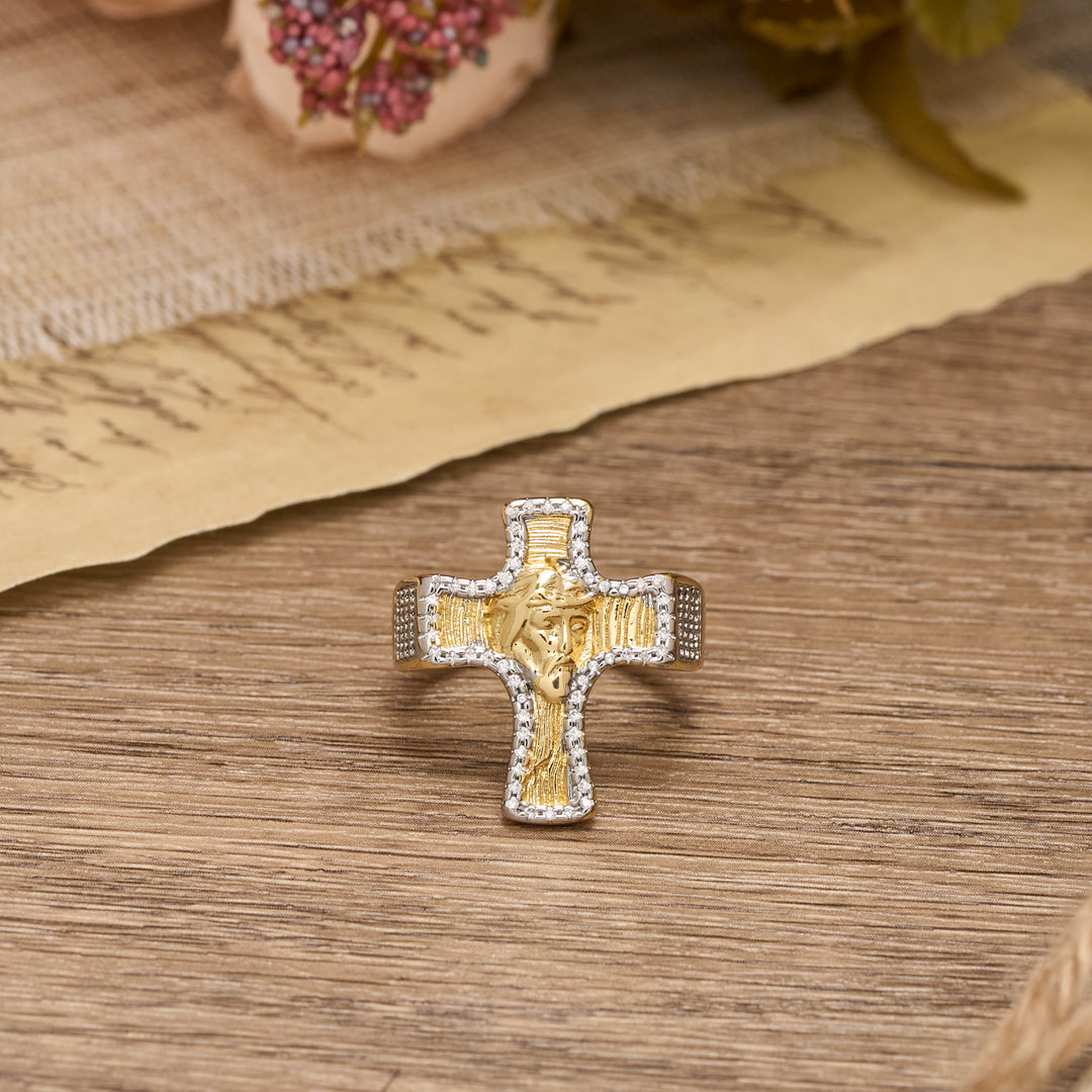 Christianartworkshop Jesusgesicht-Kreuz, offener Ring: Ein kraftvolles Symbol der erlösenden Gnade - image 3