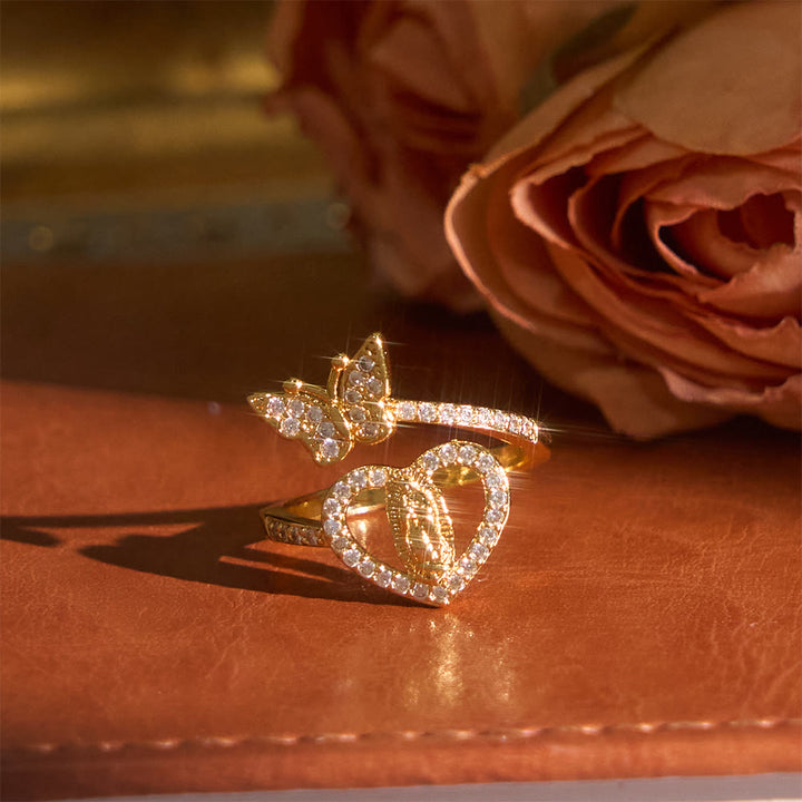 Christianartworkshop Ring mit Schmetterlings- und Herzmotiv: Symbol der heiligen Liebe und Gnade - image 1