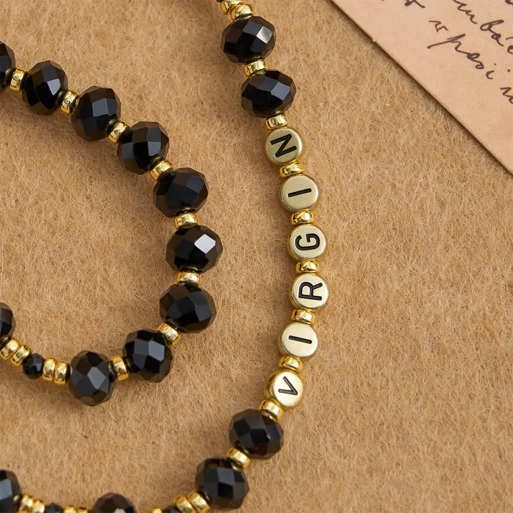 Christianartworkshop Schwarzer Rosenkranz aus facettiertem Glas mit Jungfrau Maria und individuellen Namensbuchstaben für Mama - image 5