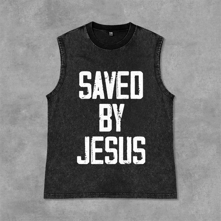 Christianartworkshop „Saved By Jesus“ Unisex-Tanktop (gewaschen) - Schwarz - 2XL - image 10