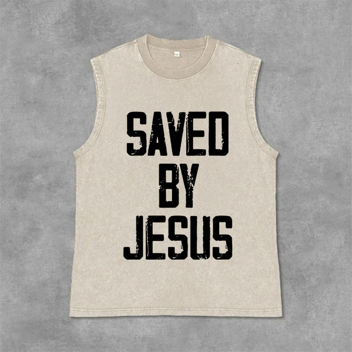 Christianartworkshop „Saved By Jesus“ Unisex-Tanktop (gewaschen) - Beige - 2XL - image 7