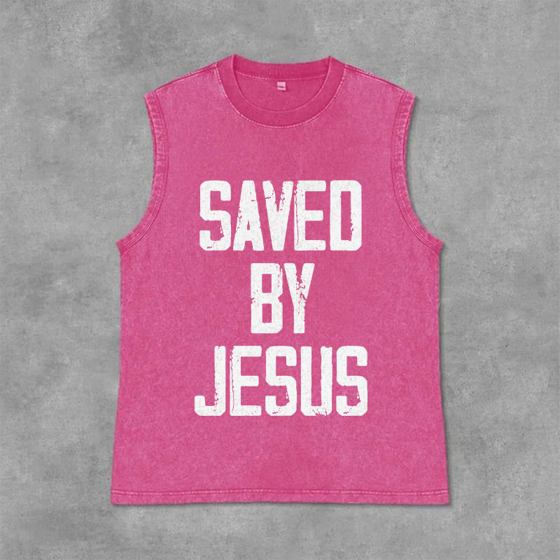 Christianartworkshop „Saved By Jesus“ Unisex-Tanktop (gewaschen) - Rosa - 2XL - image 13