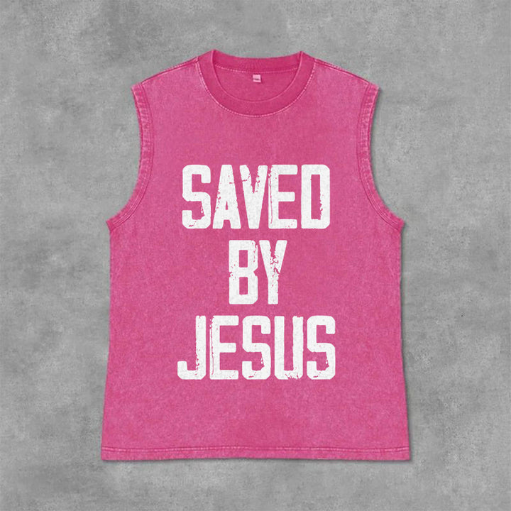 Christianartworkshop „Saved By Jesus“ Unisex-Tanktop (gewaschen) - Rosa - 2XL - image 13