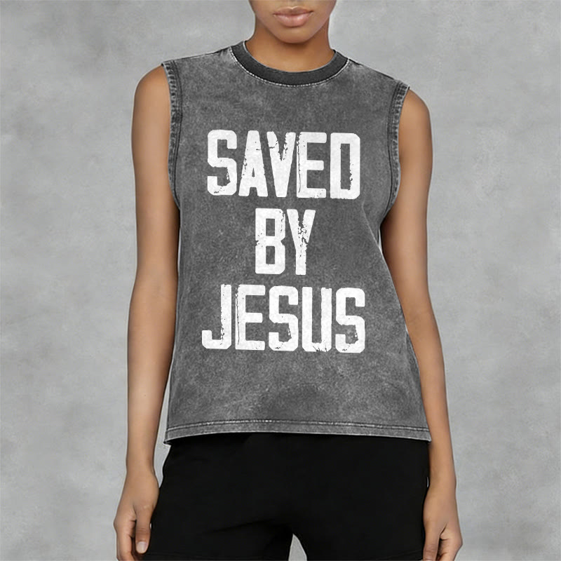 Christianartworkshop „Saved By Jesus“ Unisex-Tanktop (gewaschen) - image 6
