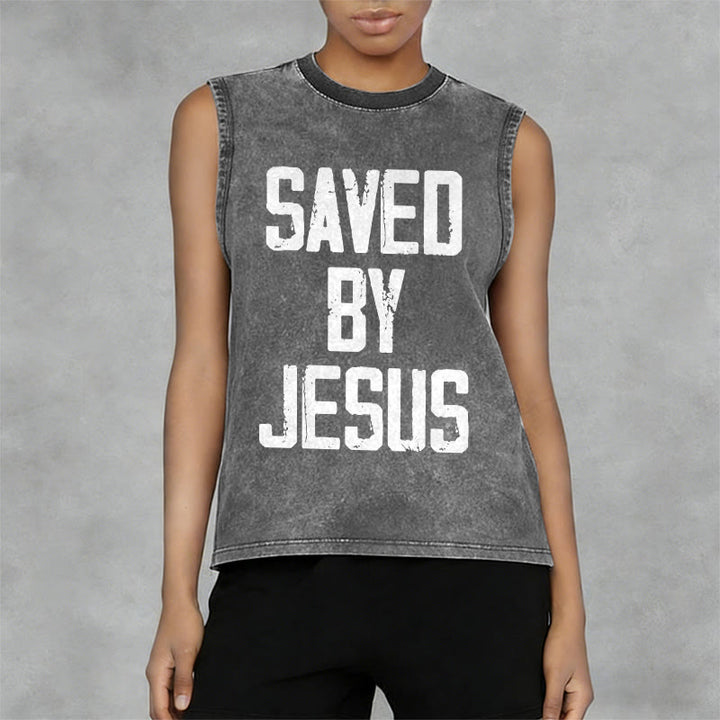 Christianartworkshop „Saved By Jesus“ Unisex-Tanktop (gewaschen) - image 6