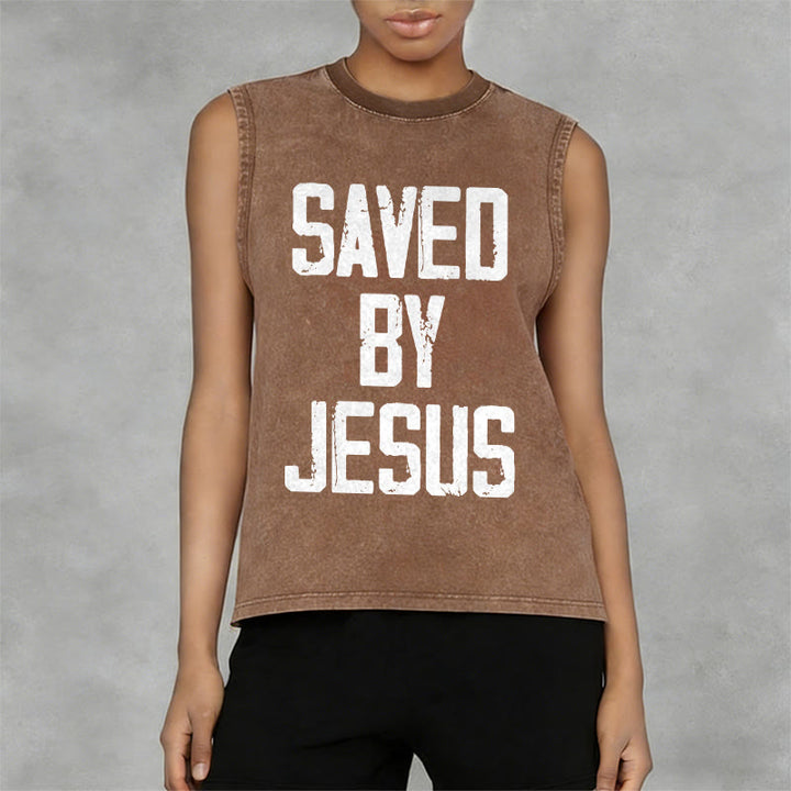 Christianartworkshop „Saved By Jesus“ Unisex-Tanktop (gewaschen) - image 3