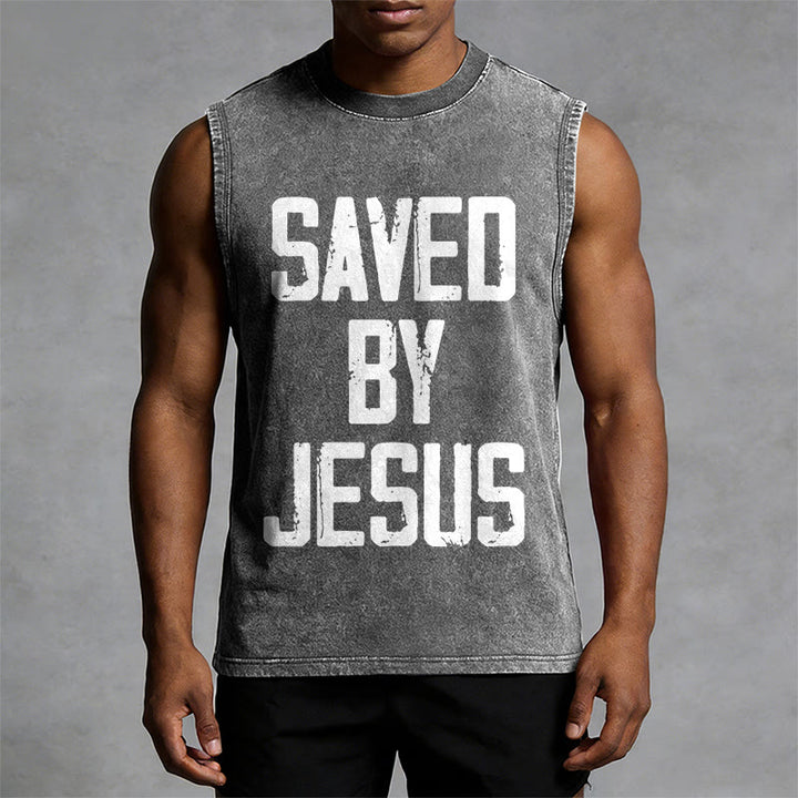 Christianartworkshop „Saved By Jesus“ Unisex-Tanktop (gewaschen) - image 5
