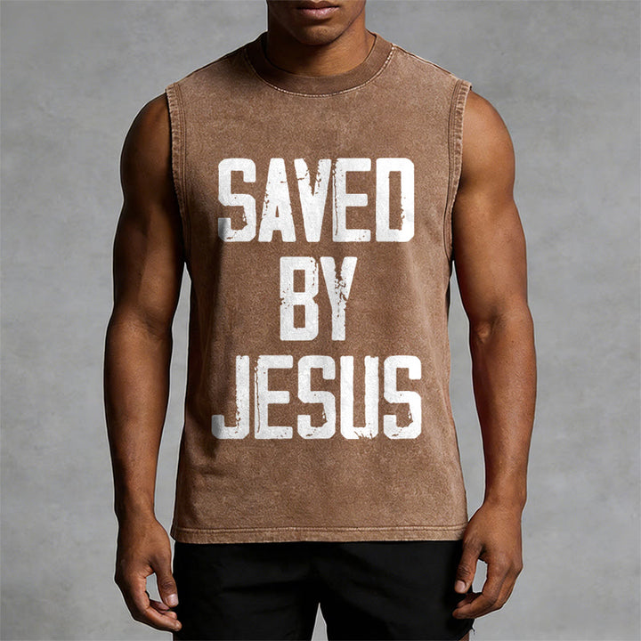 Christianartworkshop „Saved By Jesus“ Unisex-Tanktop (gewaschen) - image 2