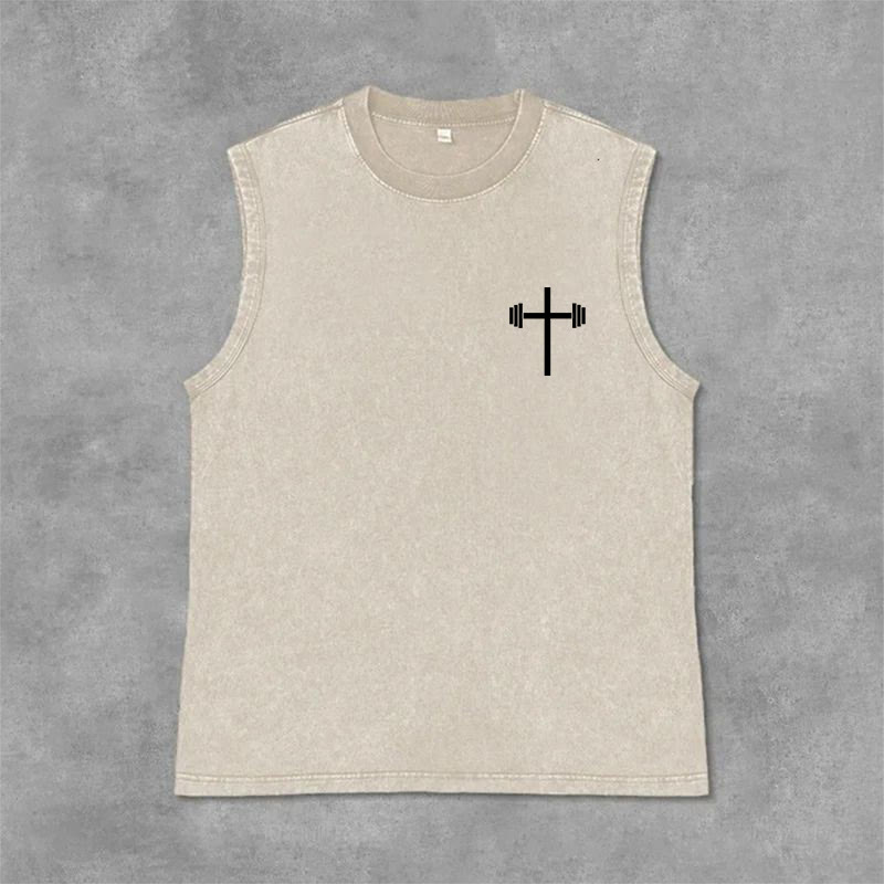 Christianartworkshop Lift Heavy Pray Hard Unisex Washed Tank Top - image 23
