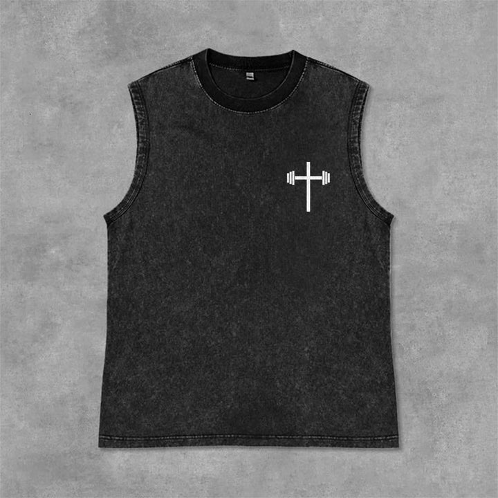 Christianartworkshop Lift Heavy Pray Hard Unisex Washed Tank Top - image 2