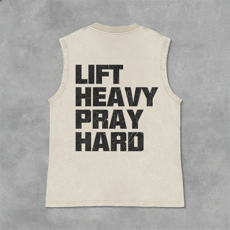 Christianartworkshop Lift Heavy Pray Hard Unisex Washed Tank Top - image 26