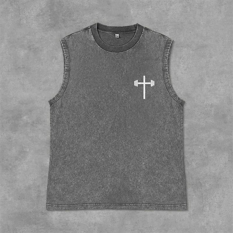 Christianartworkshop Lift Heavy Pray Hard Unisex Washed Tank Top - image 16