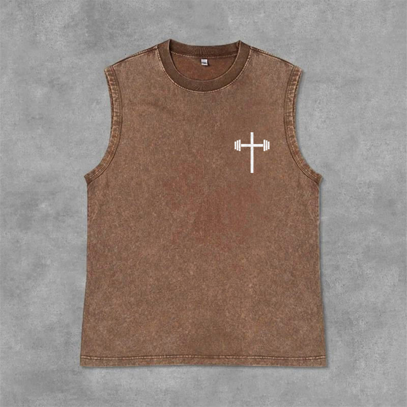 Christianartworkshop Lift Heavy Pray Hard Unisex Washed Tank Top - image 9