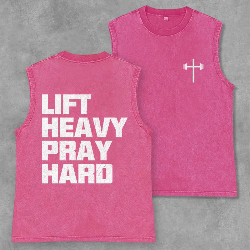 Christianartworkshop Lift Heavy Pray Hard Unisex Washed Tank Top - Rosa - 2XL - image 29