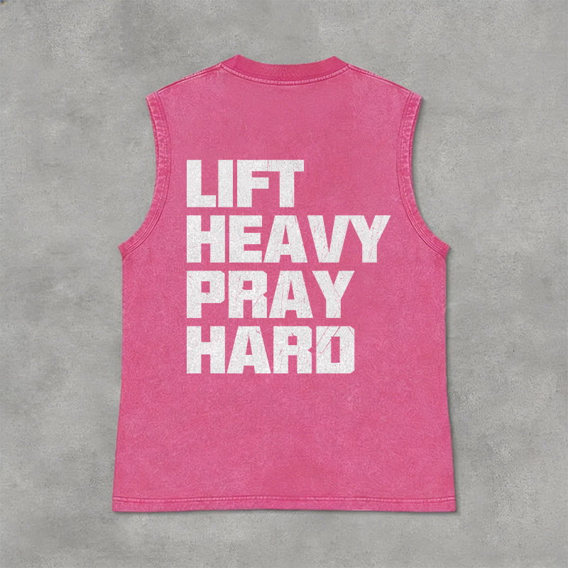 Christianartworkshop Lift Heavy Pray Hard Unisex Washed Tank Top - image 33