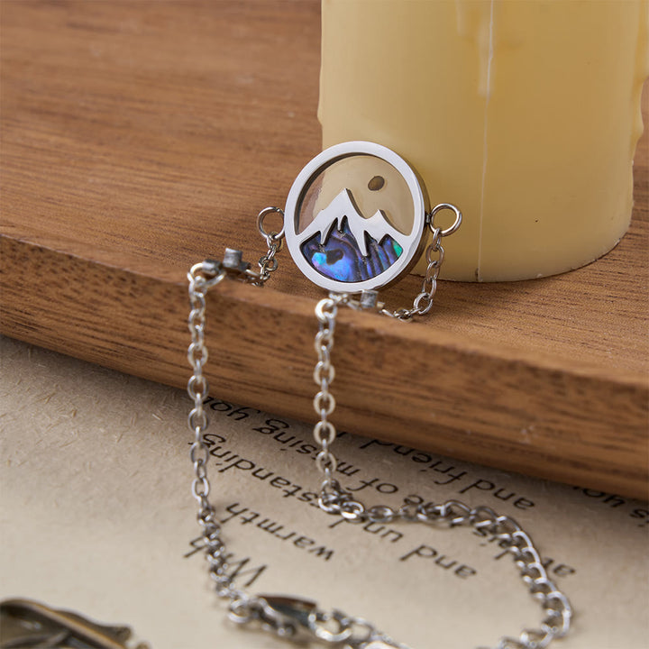 Christianartworkshop Armband „Berg des Glaubens“ mit Senfkornmotiv: Kreuzakzent & Abalone-Muschelanhänger - image 1