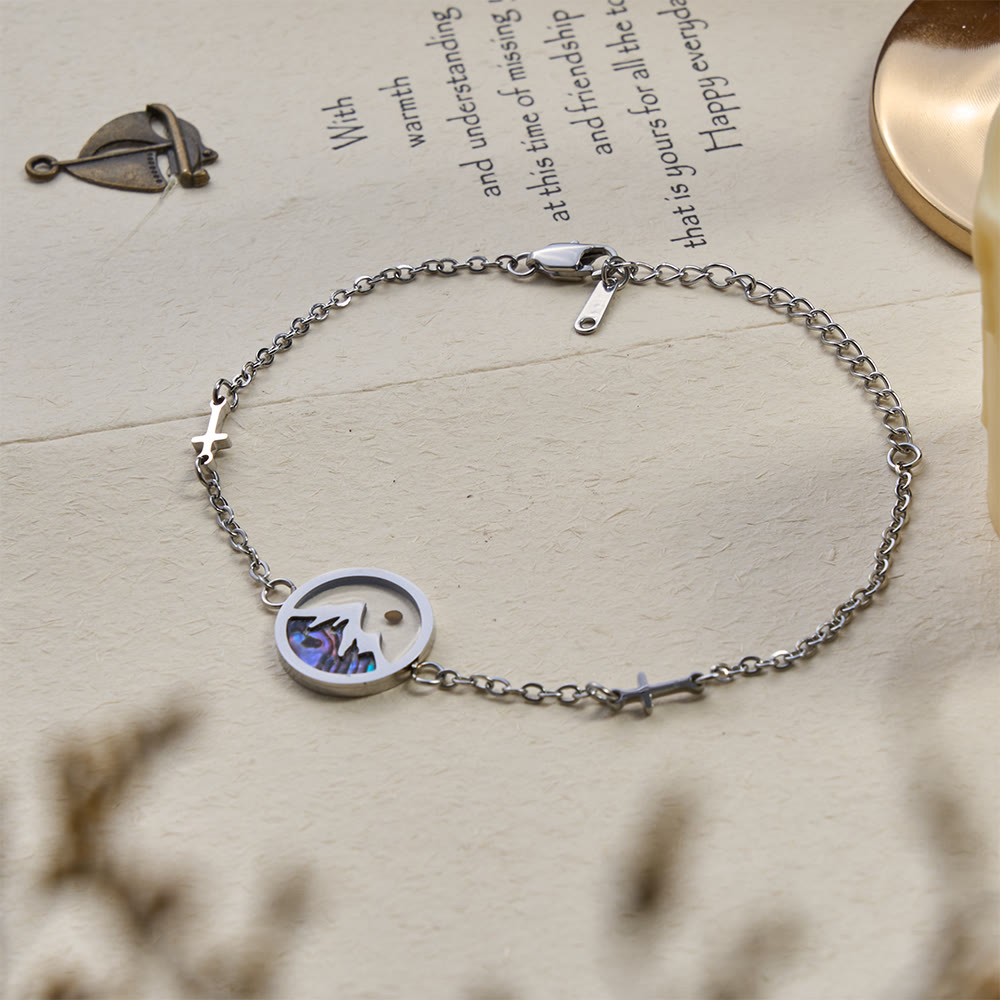 Christianartworkshop Armband „Berg des Glaubens“ mit Senfkornmotiv: Kreuzakzent & Abalone-Muschelanhänger - image 3
