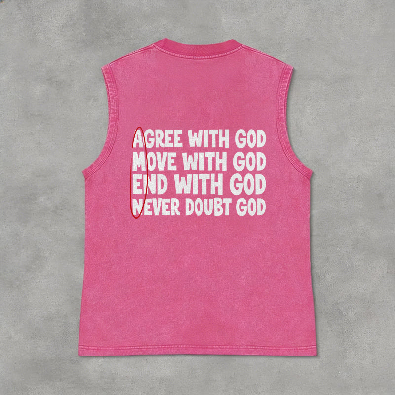 Christianartworkshop Agree Move End With God Faith Washed Tank Top - Rosa - 2XL - image 12