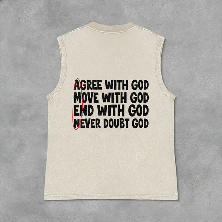 Christianartworkshop Agree Move End With God Faith Washed Tank Top - Beige - 2XL - image 0