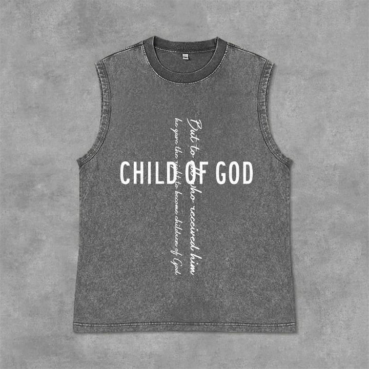 Christianartworkshop Kind Gottes Schrift Unisex Gewaschenes Tanktop - Grau - 2XL - image 0