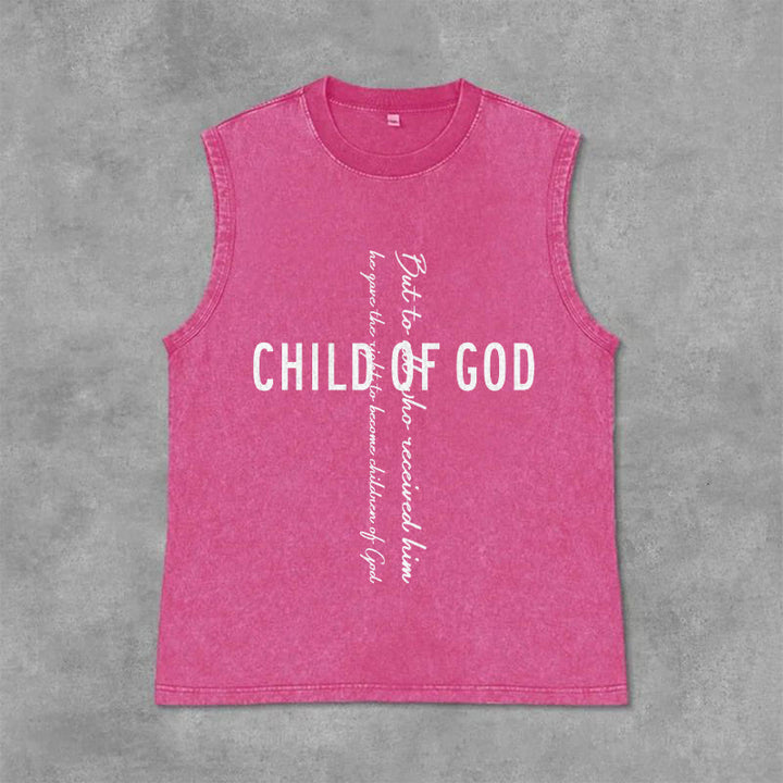 Christianartworkshop Kind Gottes Schrift Unisex Gewaschenes Tanktop - Rosa - 2XL - image 12
