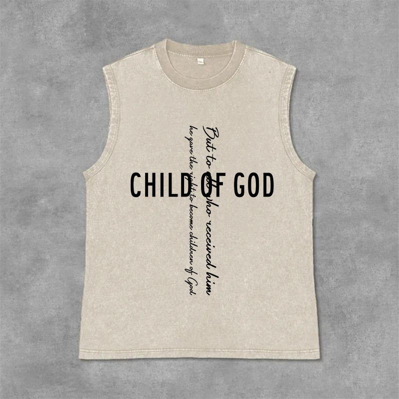 Christianartworkshop Kind Gottes Schrift Unisex Gewaschenes Tanktop - Beige - 2XL - image 3