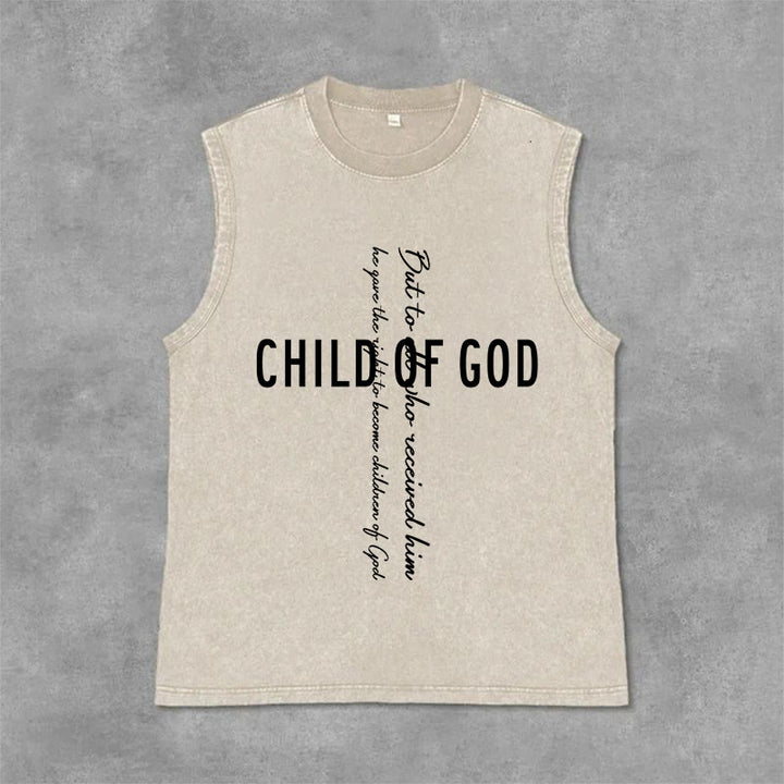 Christianartworkshop Kind Gottes Schrift Unisex Gewaschenes Tanktop - Beige - 2XL - image 3