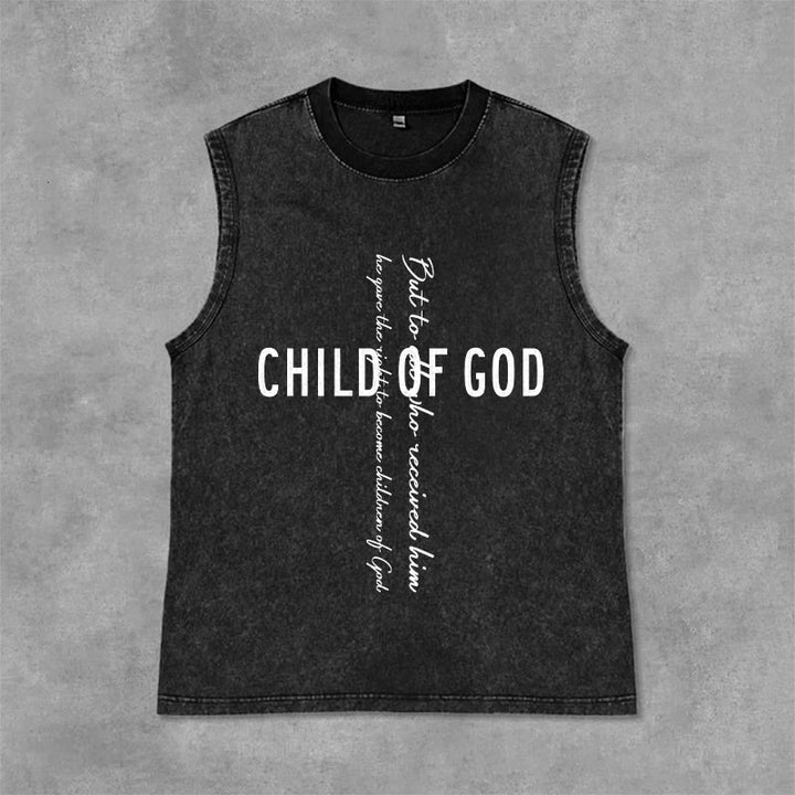 Christianartworkshop Kind Gottes Schrift Unisex Gewaschenes Tanktop - Schwarz - 2XL - image 9