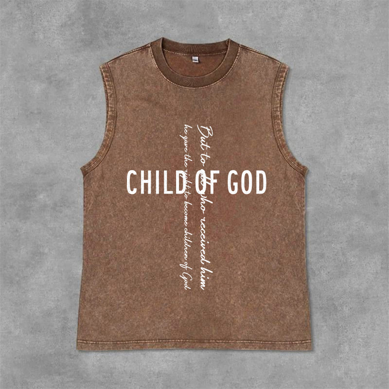 Christianartworkshop Kind Gottes Schrift Unisex Gewaschenes Tanktop - Braun - 2XL - image 6