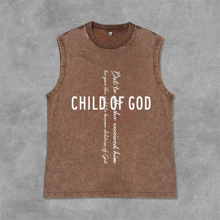 Christianartworkshop Kind Gottes Schrift Unisex Gewaschenes Tanktop - Braun - 2XL - image 6