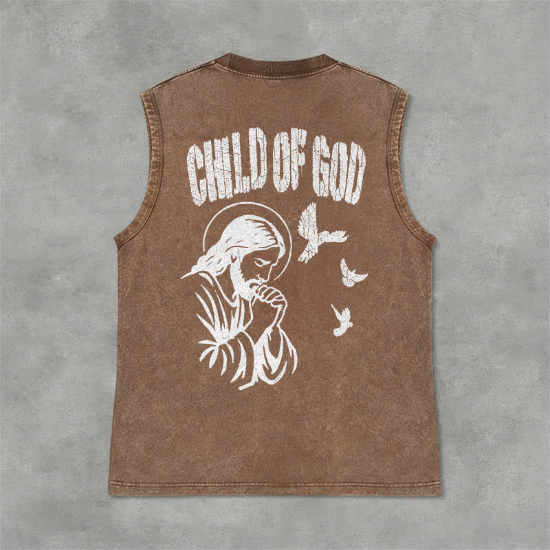Christianartworkshop Betender Jesus, Kind Gottes, Glaube Unisex-Tanktop - Braun - 2XL - image 3