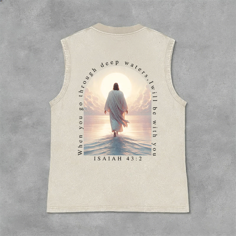 Christianartworkshop Jesaja 43,2 Ich werde mit dir sein Unisex-Tanktop (vorgewaschen) - Beige - 2XL - image 3