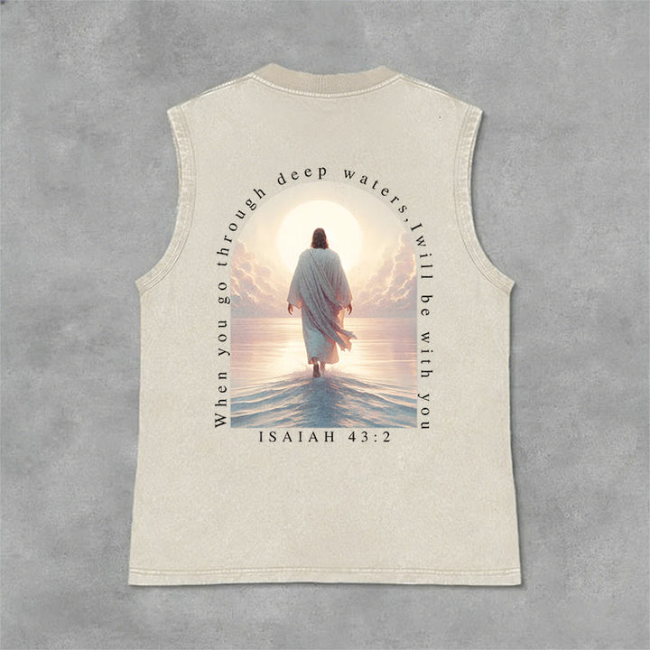 Christianartworkshop Jesaja 43,2 Ich werde mit dir sein Unisex-Tanktop (vorgewaschen) - Beige - 2XL - image 3