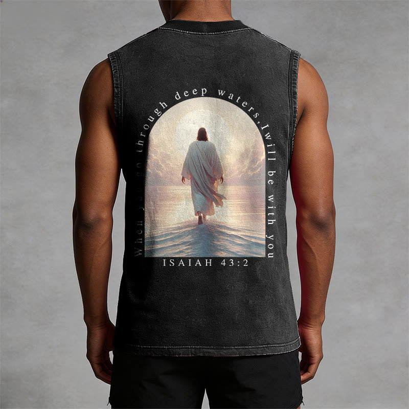 Christianartworkshop Jesaja 43,2 Ich werde mit dir sein Unisex-Tanktop (vorgewaschen) - image 1