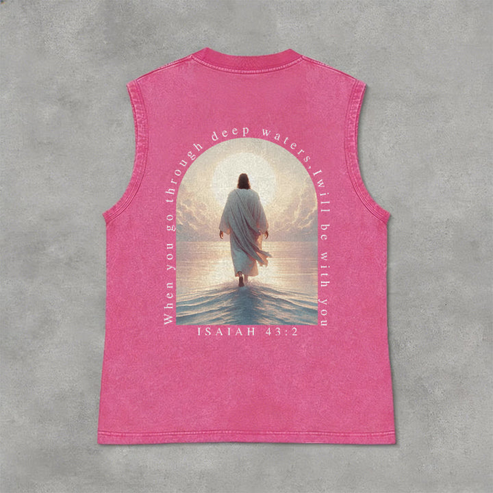 Christianartworkshop Jesaja 43,2 Ich werde mit dir sein Unisex-Tanktop (vorgewaschen) - Rosa - 2XL - image 12
