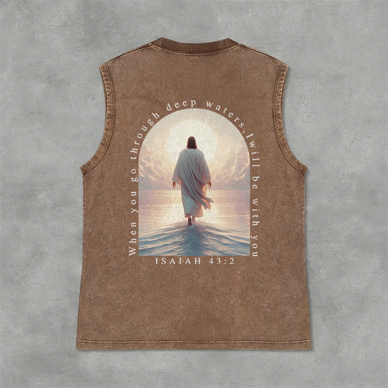 Christianartworkshop Jesaja 43,2 Ich werde mit dir sein Unisex-Tanktop (vorgewaschen) - Braun - 2XL - image 6