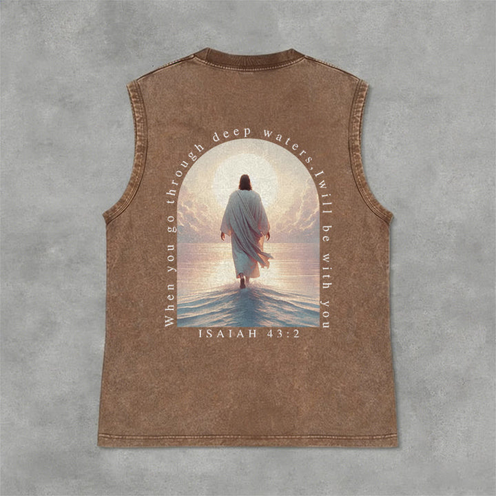Christianartworkshop Jesaja 43,2 Ich werde mit dir sein Unisex-Tanktop (vorgewaschen) - Braun - 2XL - image 6