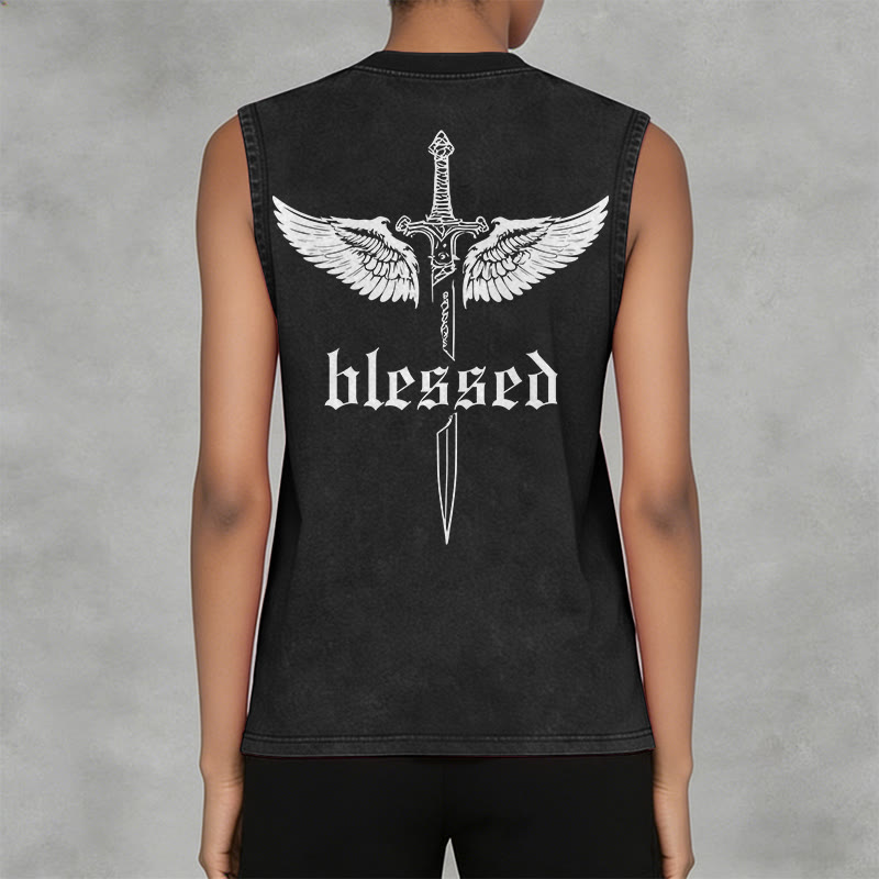 Christianartworkshop Unisex-Tanktop „Gesegnete Schwertflügel“ - image 2